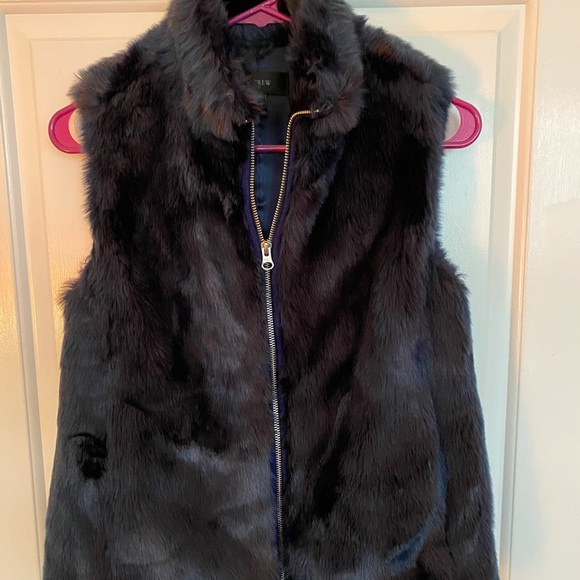 J Crew Blue Faux Fur Vest - Picture 6 of 6